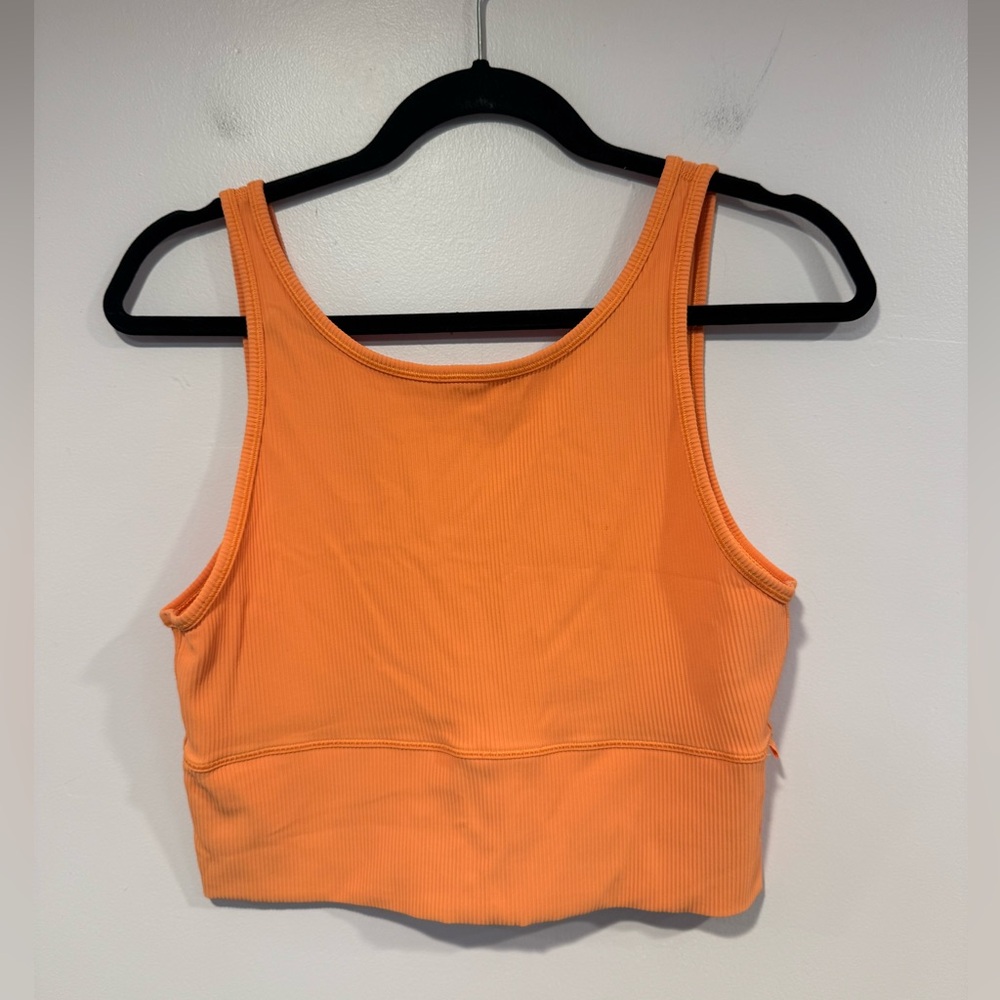 Orange ribbed lululemon power‎ pivot reversible tank top